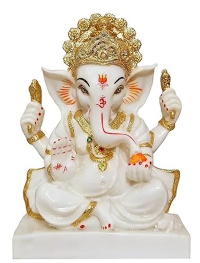 Lord Ganesha Gold Foil Temple Idol